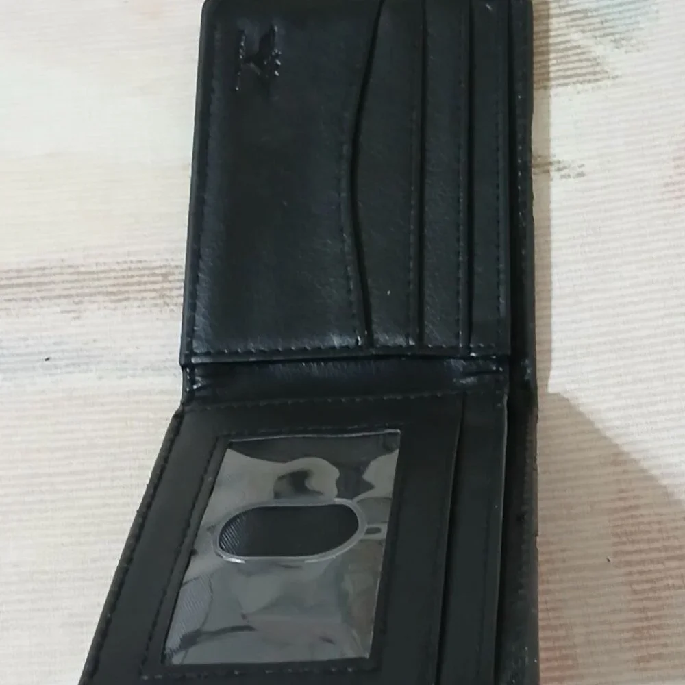Buckle-Down Genuine Leather Wallet/Card Holder Black with Dragon Print